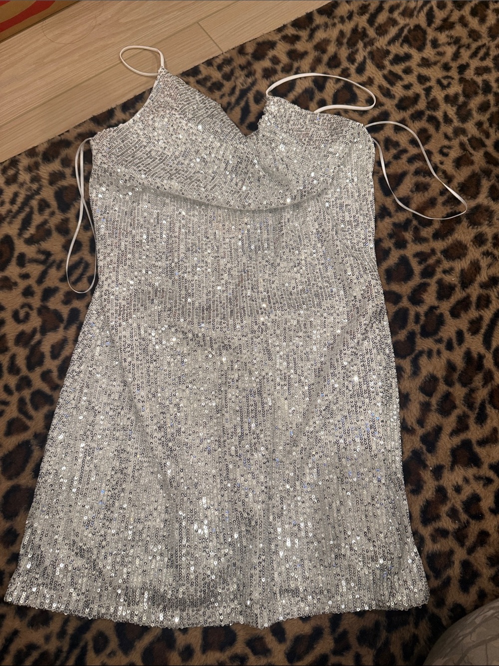 SHEIN Silver Sequin Mini Slip Dress